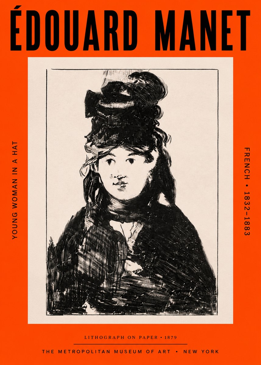 Édouard Manet Young Woman in a Hat II No3 - Poszter