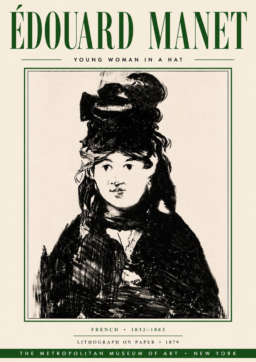Édouard Manet Young Woman in a Hat II No6 - Poszter