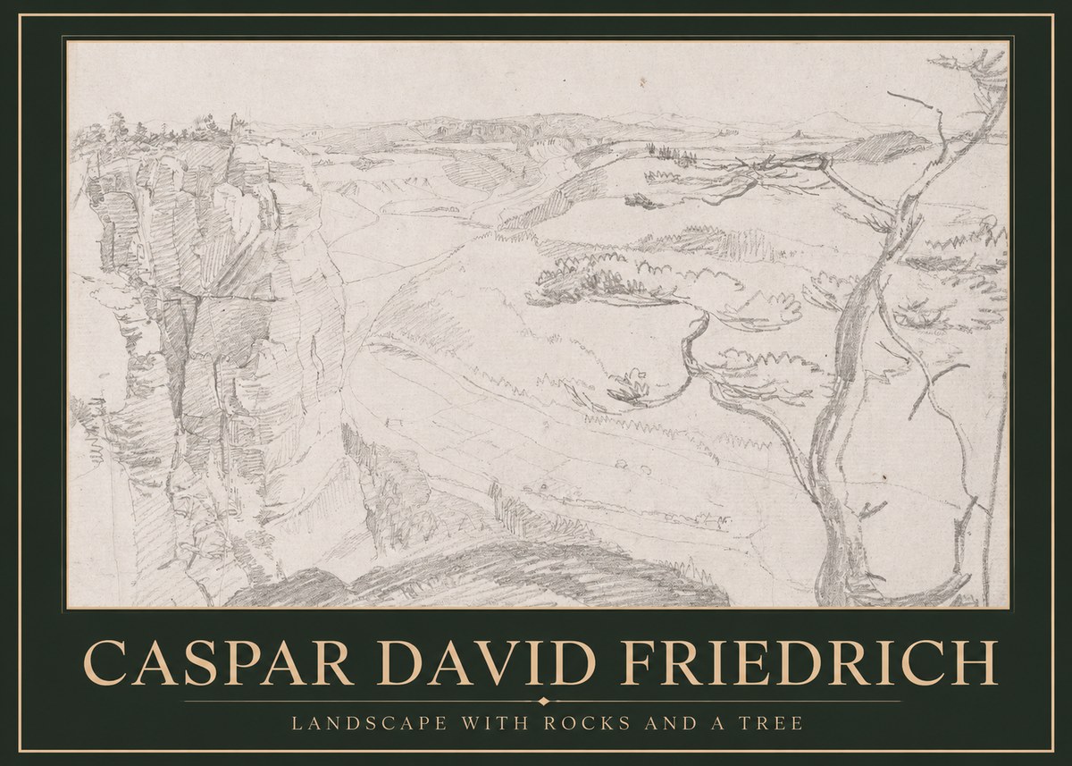 Caspar David Friedrich Landscape with Rocks and a Tree No1 - Poszter