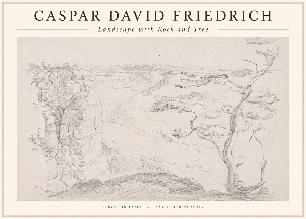 Caspar David Friedrich Landscape with Rocks and a Tree No4 - Poszter