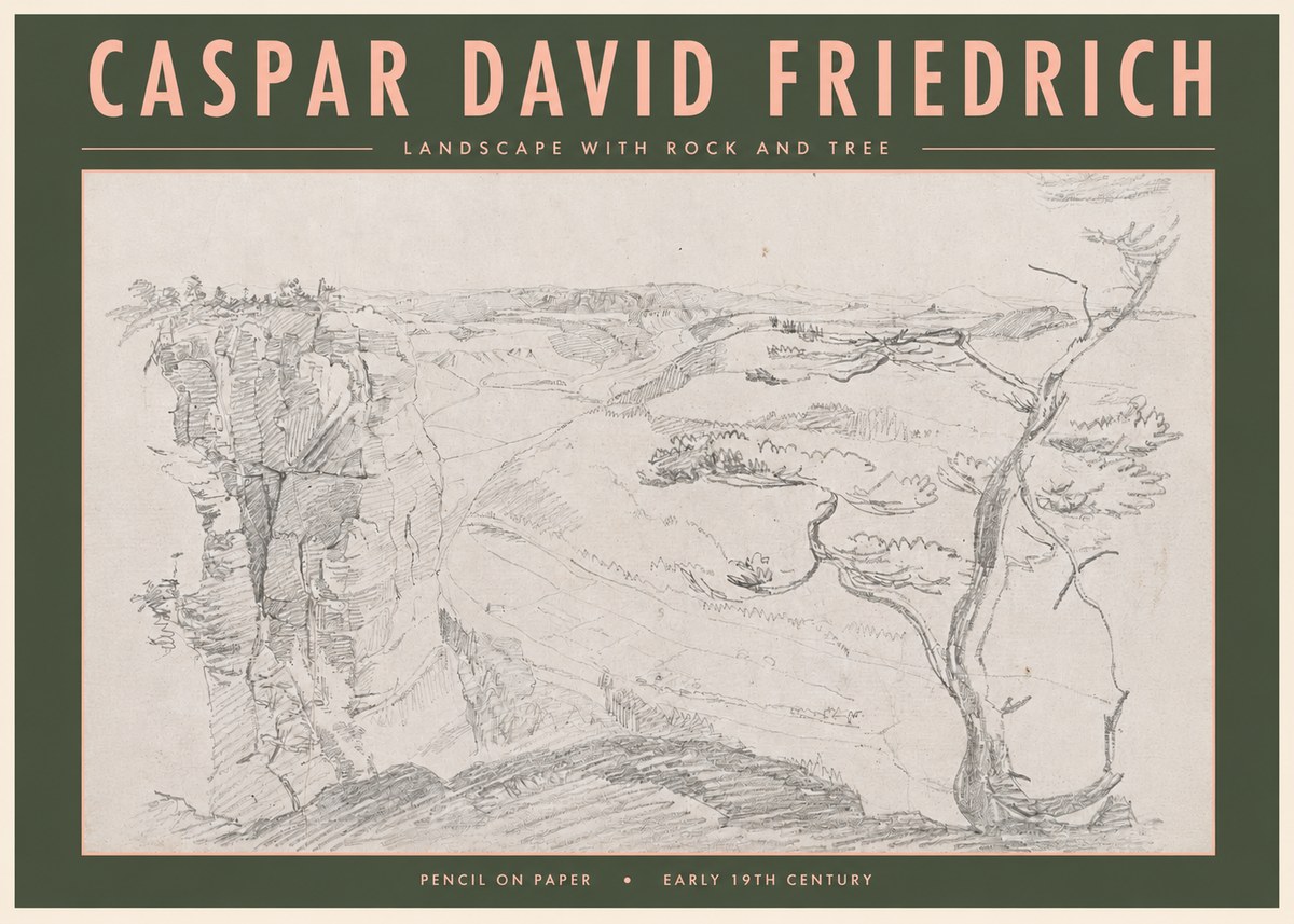 Caspar David Friedrich Landscape with Rocks and a Tree No5 - Poszter