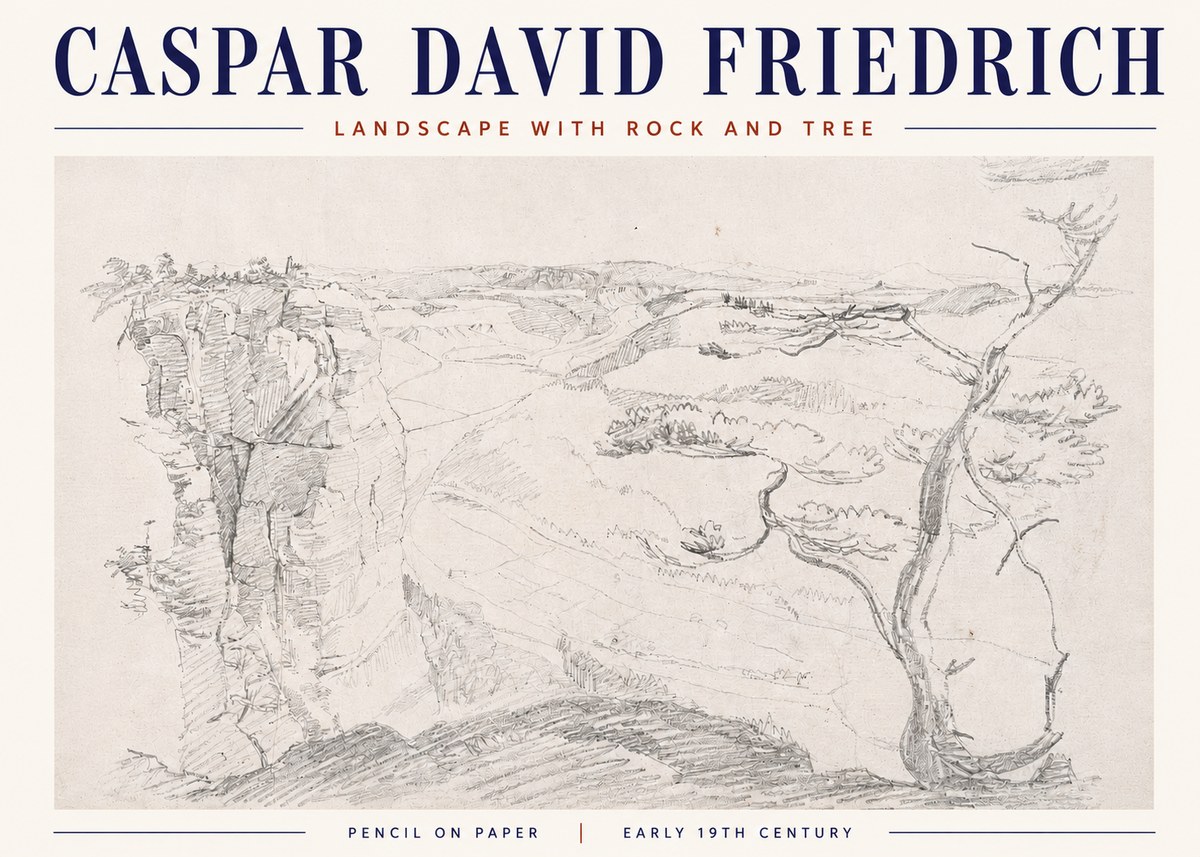 Caspar David Friedrich Landscape with Rocks and a Tree No6 - Poszter