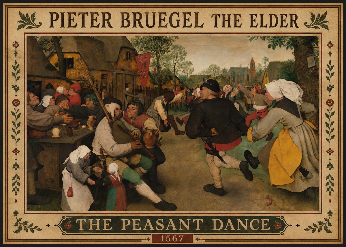 Pieter Bruegel The Peasant Dance II No1 - Poszter