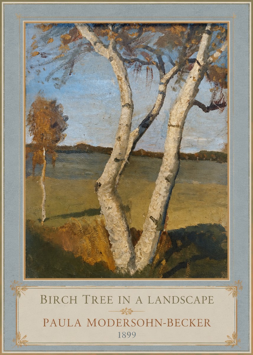 Paula Modersohn-Becker Birch Tree in a Landscape No1 - Poszter
