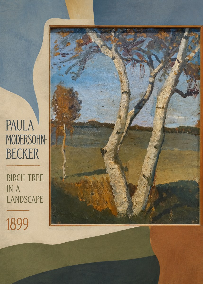 Paula Modersohn-Becker Birch Tree in a Landscape No4 - Poszter