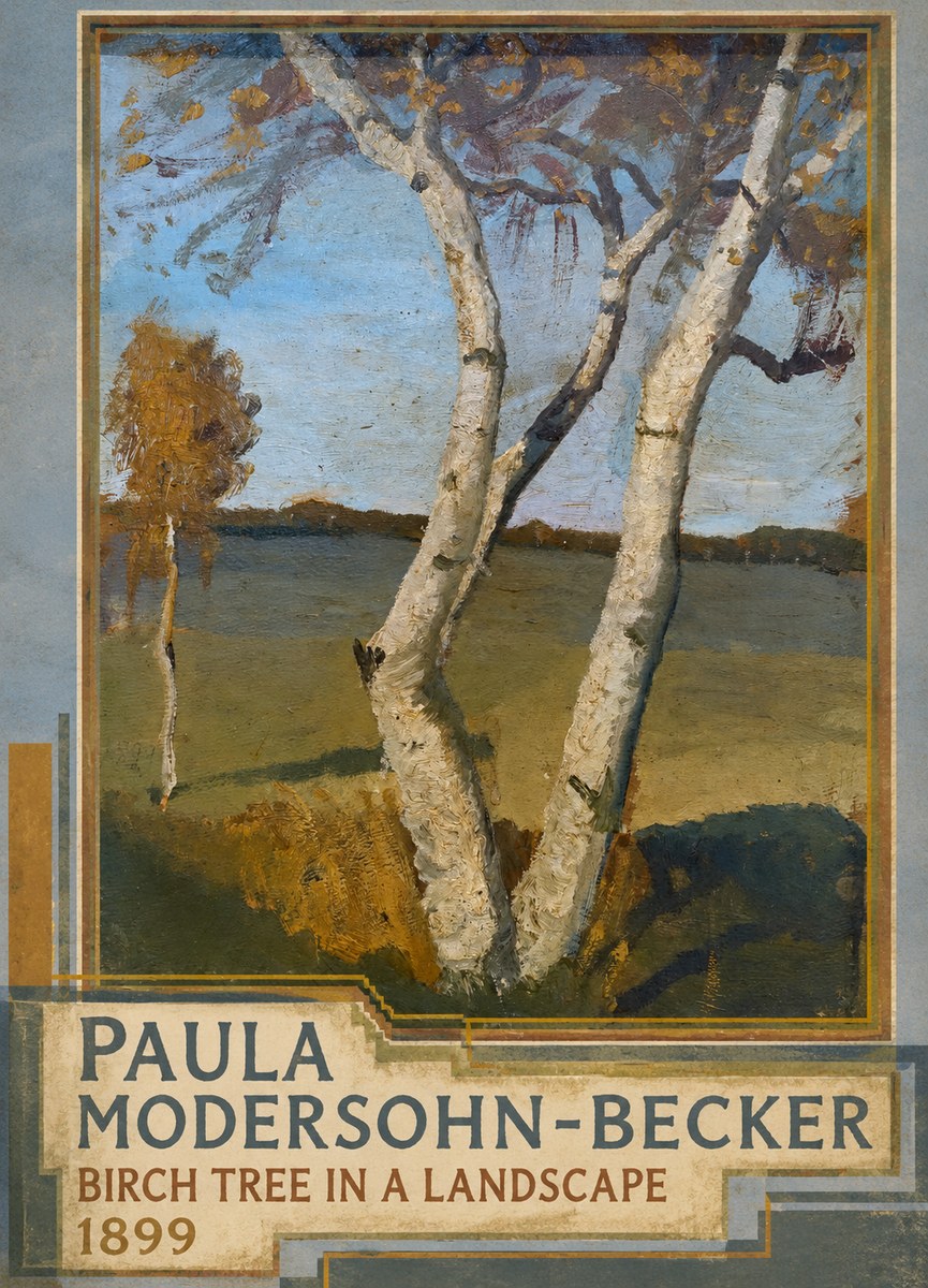Paula Modersohn-Becker Birch Tree in a Landscape No5 - Poszter