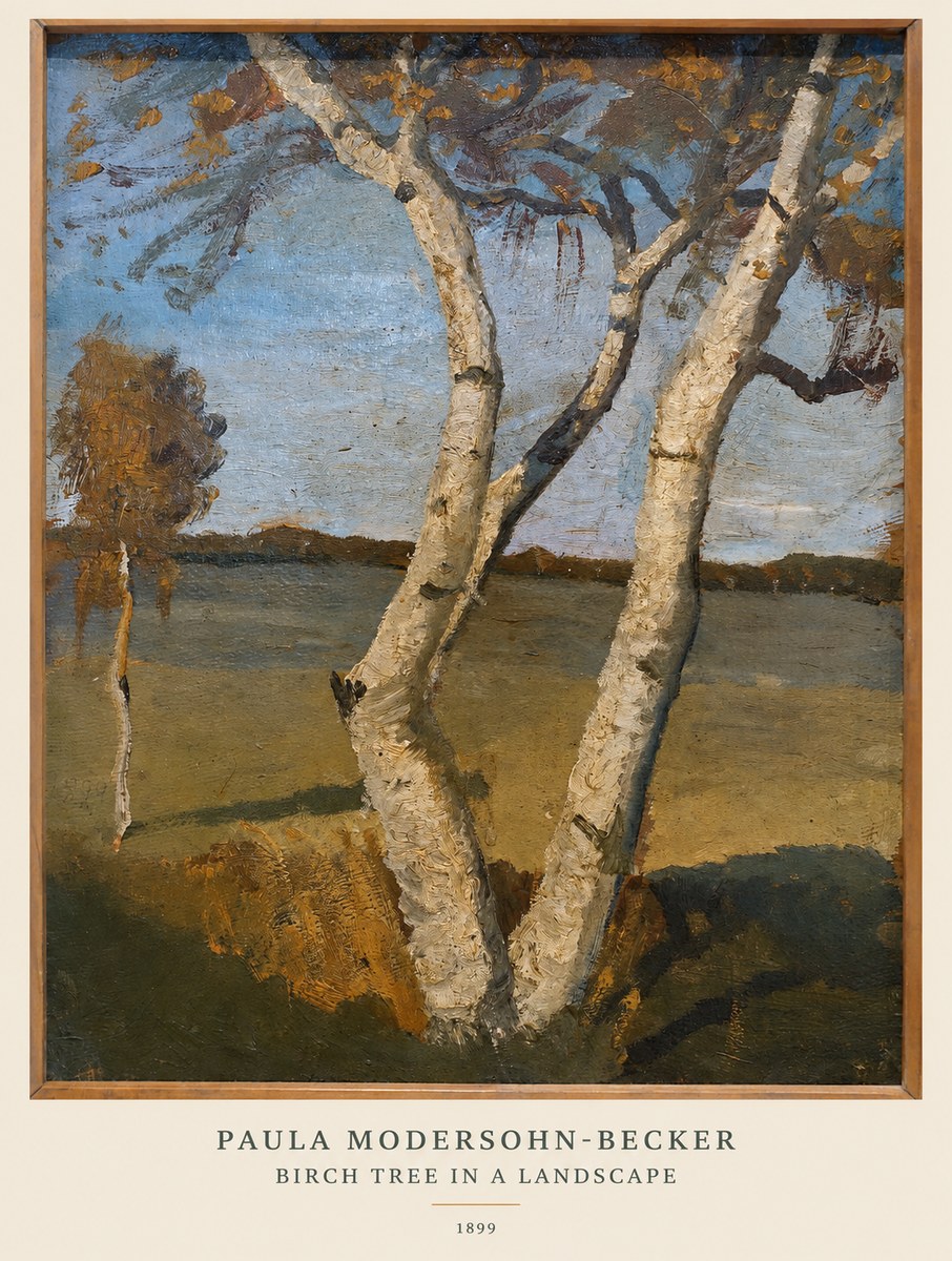 Paula Modersohn-Becker Birch Tree in a Landscape No6 - Poszter