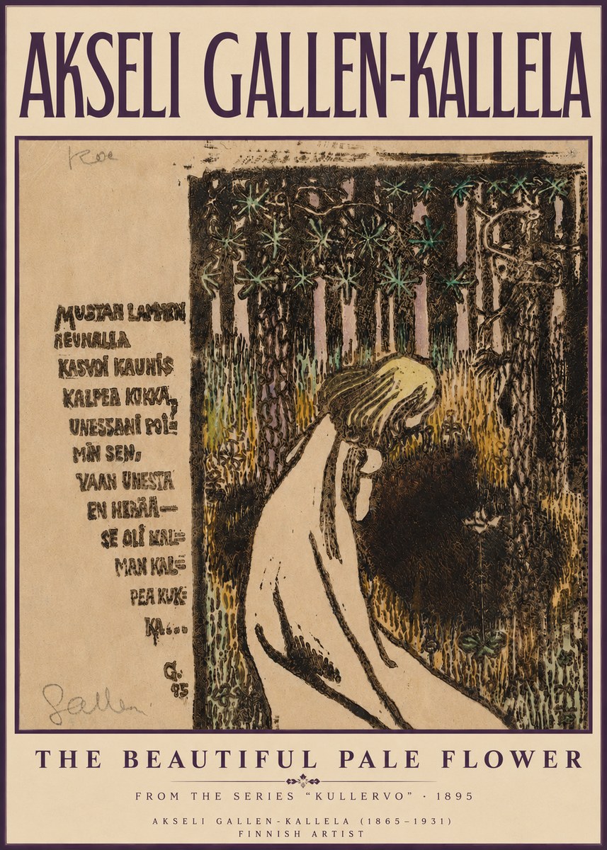 Akseli Gallen-Kallela The Beautiful Pale Flower No3 - Poszter