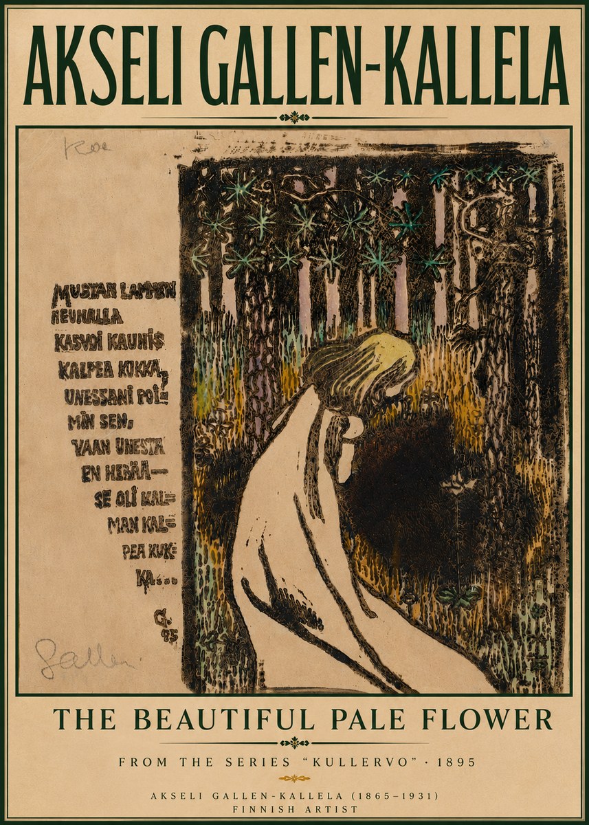 Akseli Gallen-Kallela The Beautiful Pale Flower No6 - Poszter