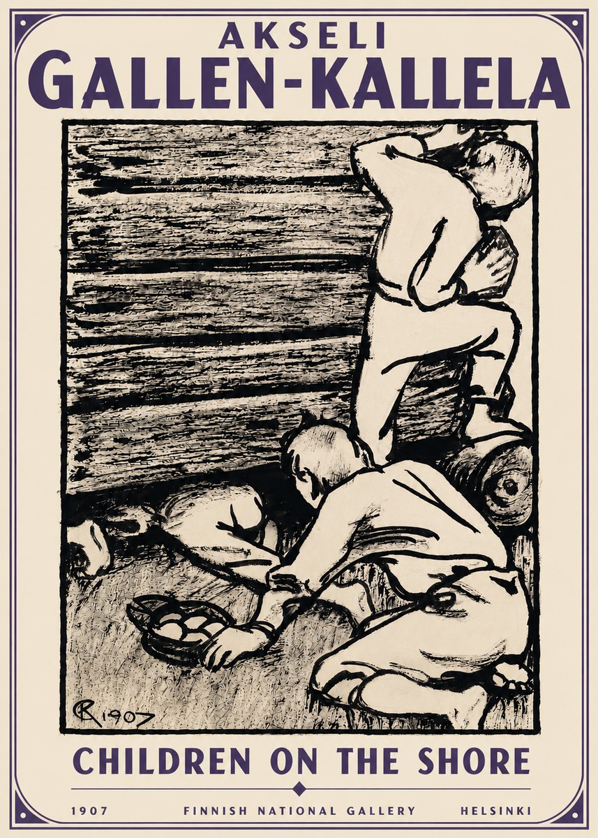 Akseli Gallen-Kallela Children on the Shore No5 - Poszter