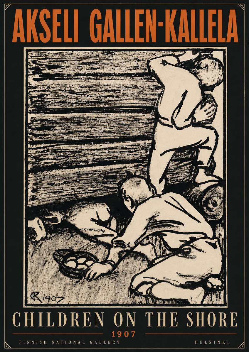 Akseli Gallen-Kallela Children on the Shore No6 - Poszter