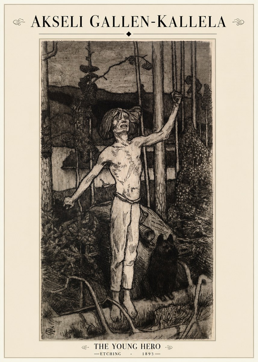 Akseli Gallen-Kallela The Young Hero No1 - Poszter