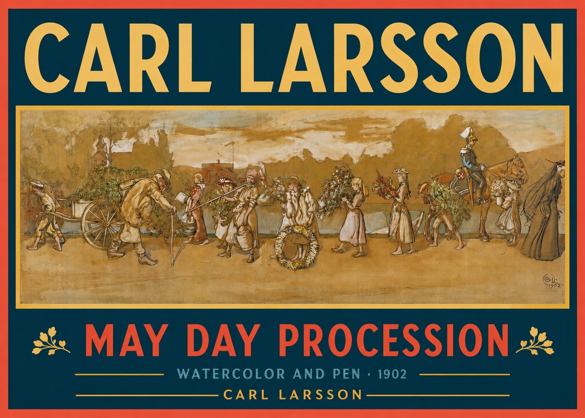 Carl Larsson May Day Procession No2 - Poszter