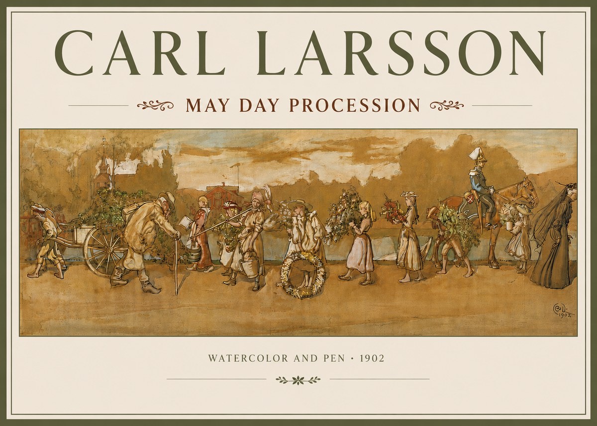 Carl Larsson May Day Procession No3 - Poszter