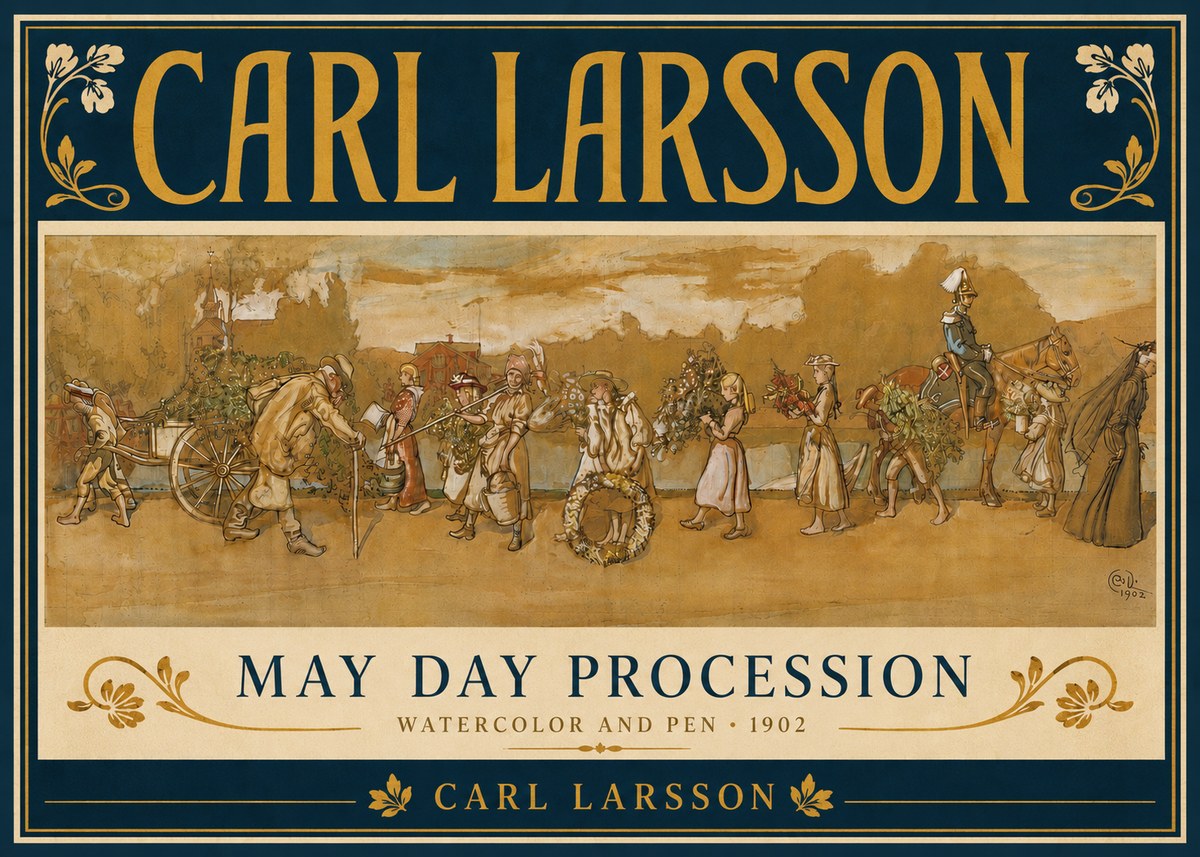 Carl Larsson May Day Procession No5 - Poszter