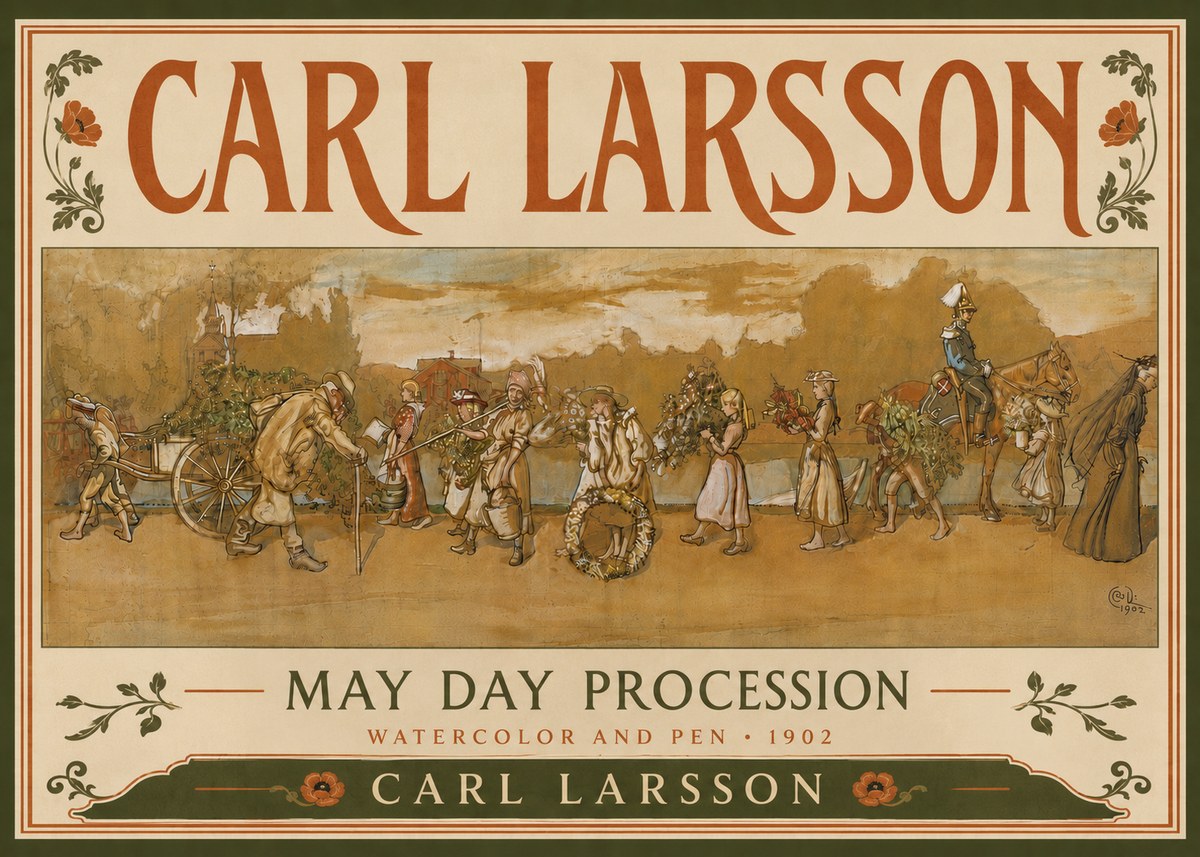 Carl Larsson May Day Procession No6 - Poszter