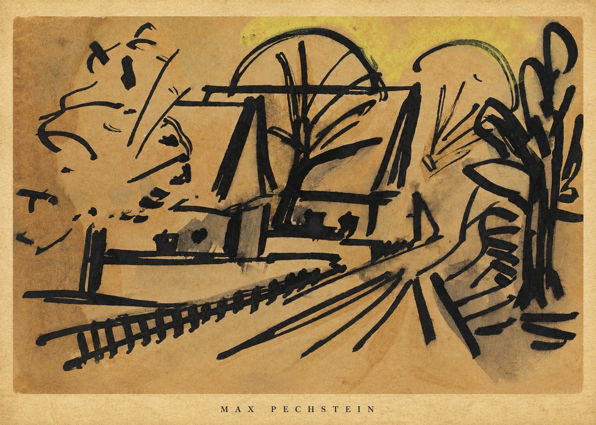Max Pechstein Abstract Village Landscape No5 - Poszter