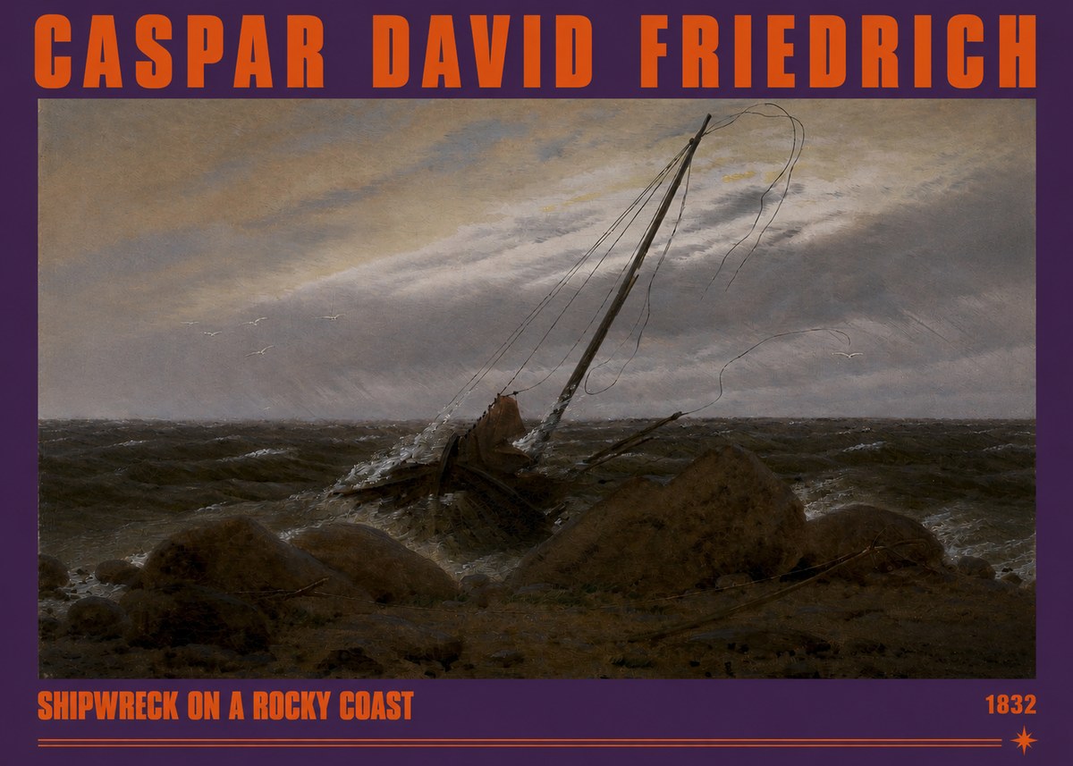 Caspar David Friedrich Shipwreck on a Rocky Coast No2 - Poszter
