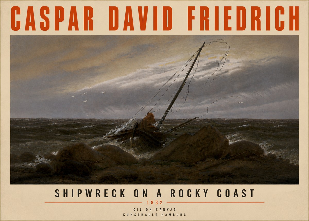 Caspar David Friedrich Shipwreck on a Rocky Coast No5 - Poszter