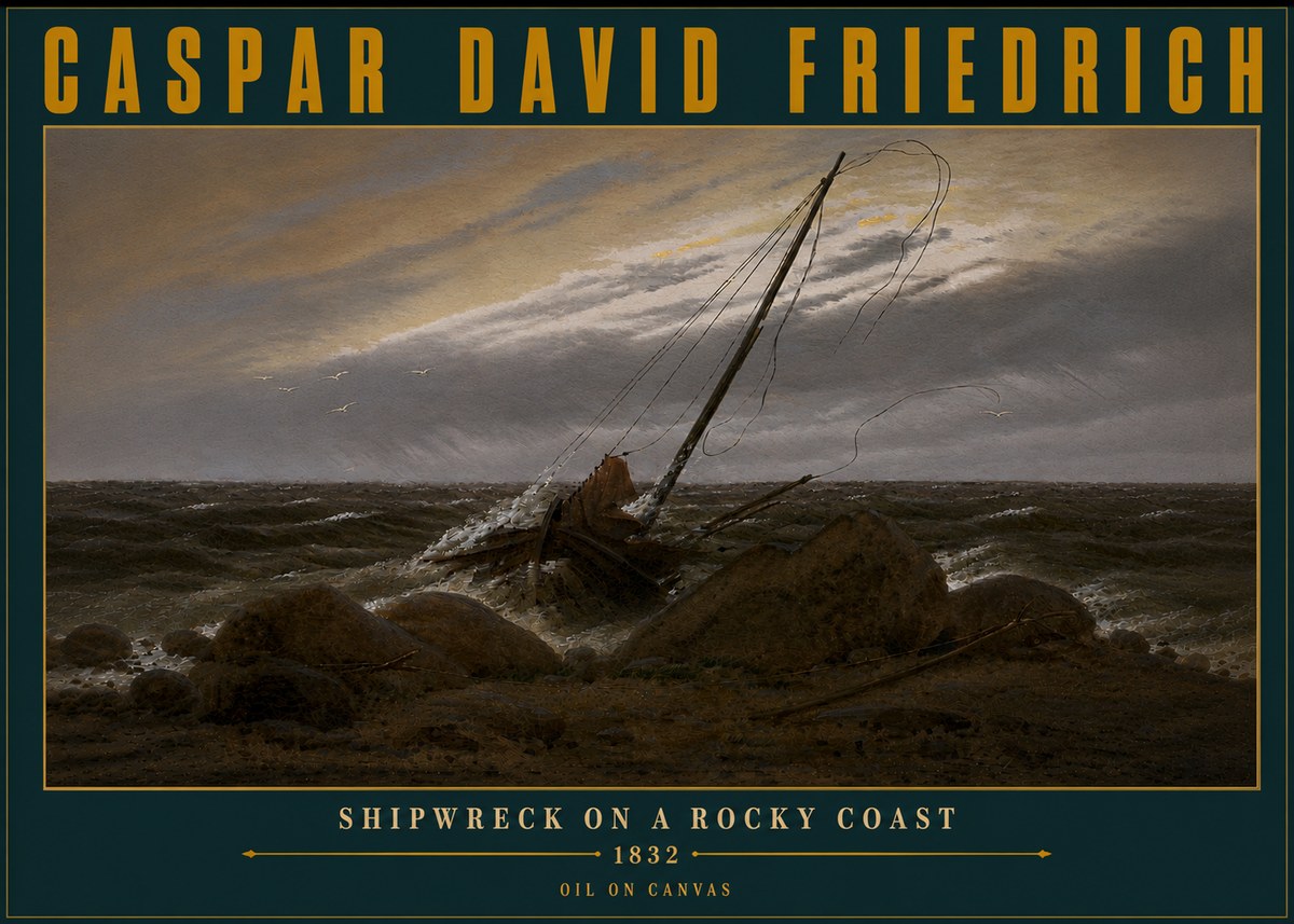 Caspar David Friedrich Shipwreck on a Rocky Coast No6 - Poszter