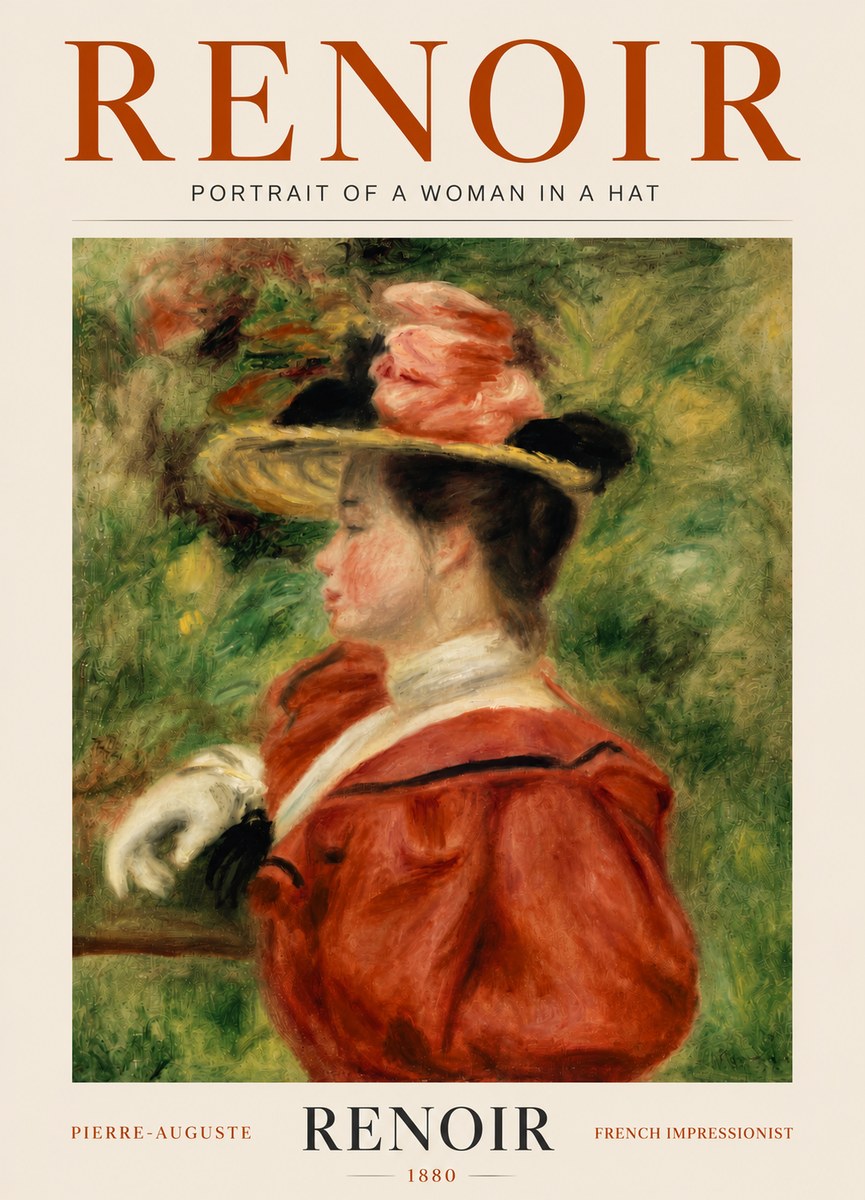 Renoir Portrait of a Woman in a Hat No5 - Poszter