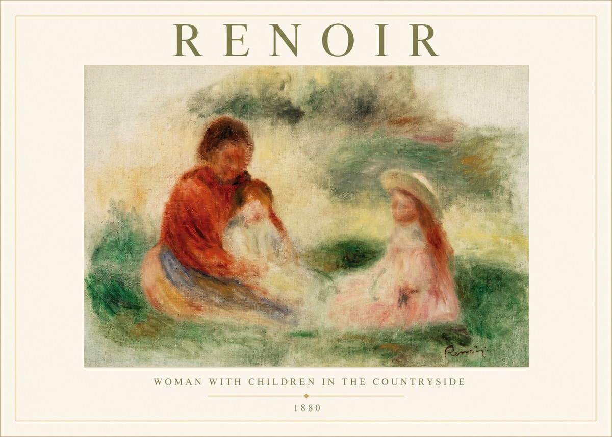Renoir Woman with Children in the Countryside No1 - Poszter