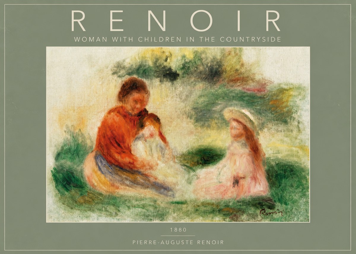 Renoir Woman with Children in the Countryside No2 - Poszter