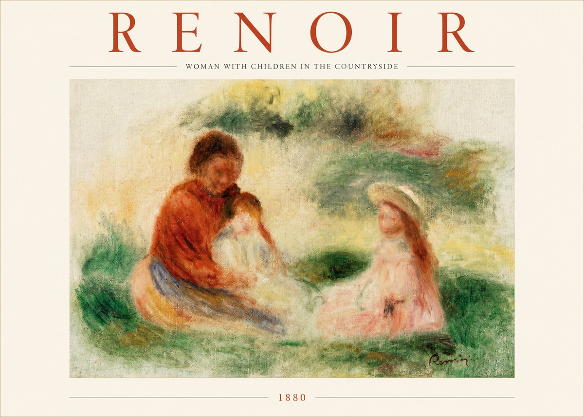 Renoir Woman with Children in the Countryside No3 - Poszter