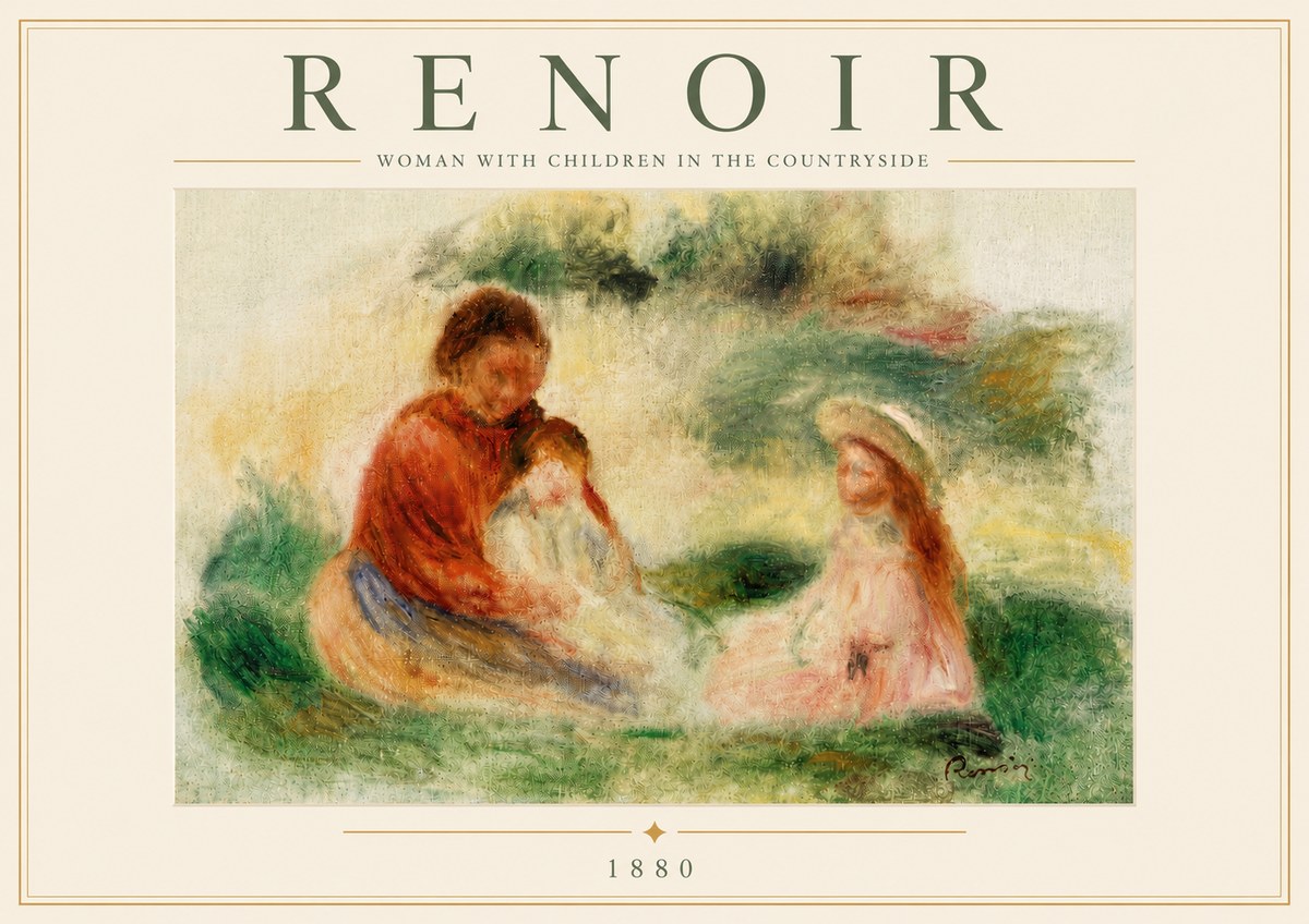 Renoir Woman with Children in the Countryside No5 - Poszter