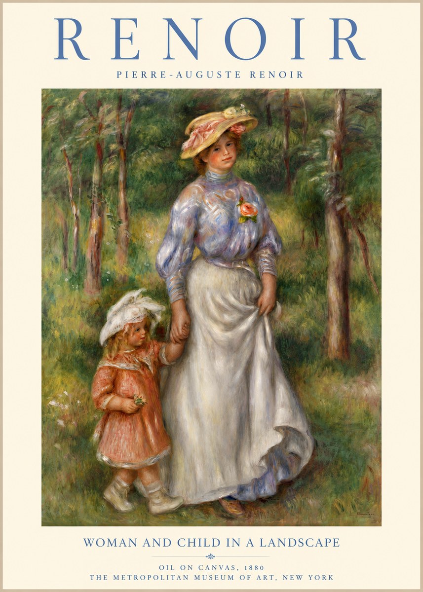Renoir Woman and Child in a Landscape I No3 - Poszter