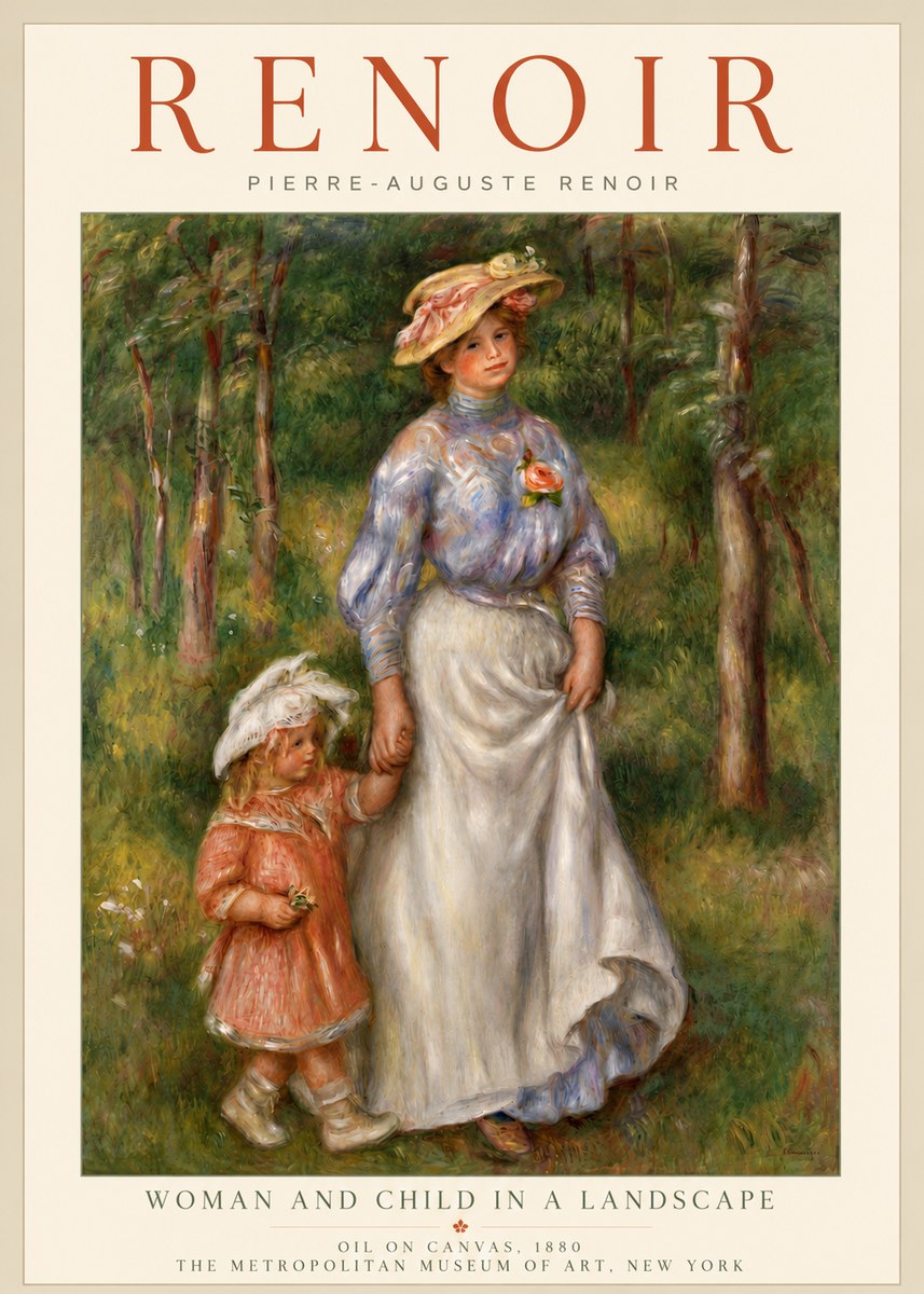 Renoir Woman and Child in a Landscape I No4 - Poszter