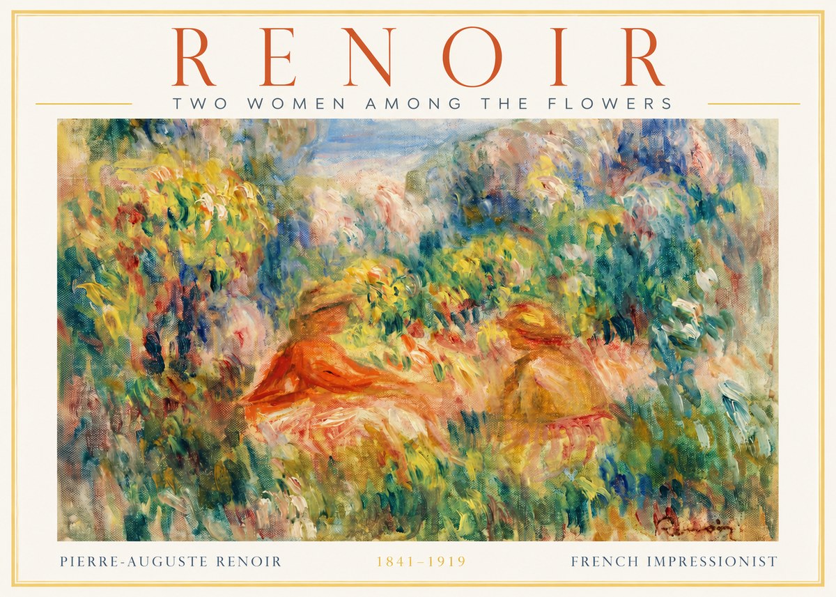 Renoir Two Women Among the Flowers No2 - Poszter