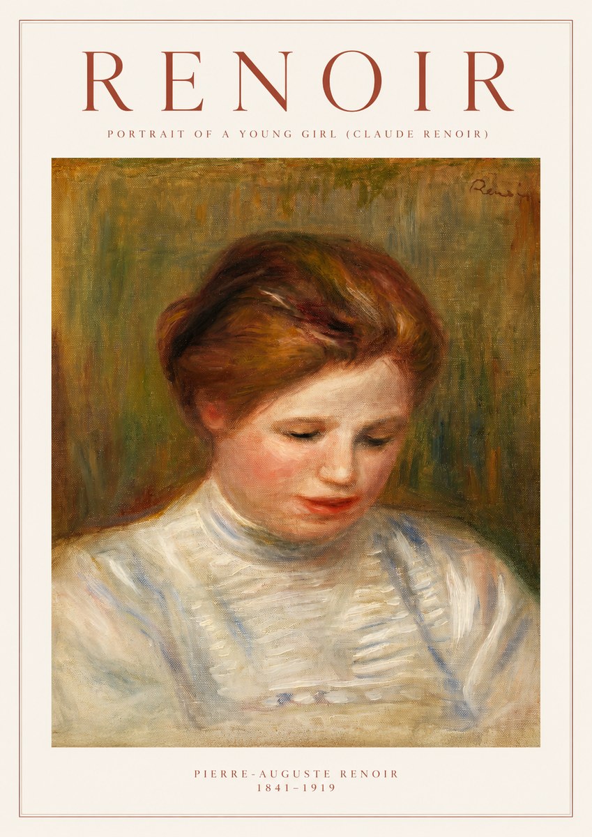 Renoir Portrait of a Young Girl (Claude Renoir) No1 - Poszter