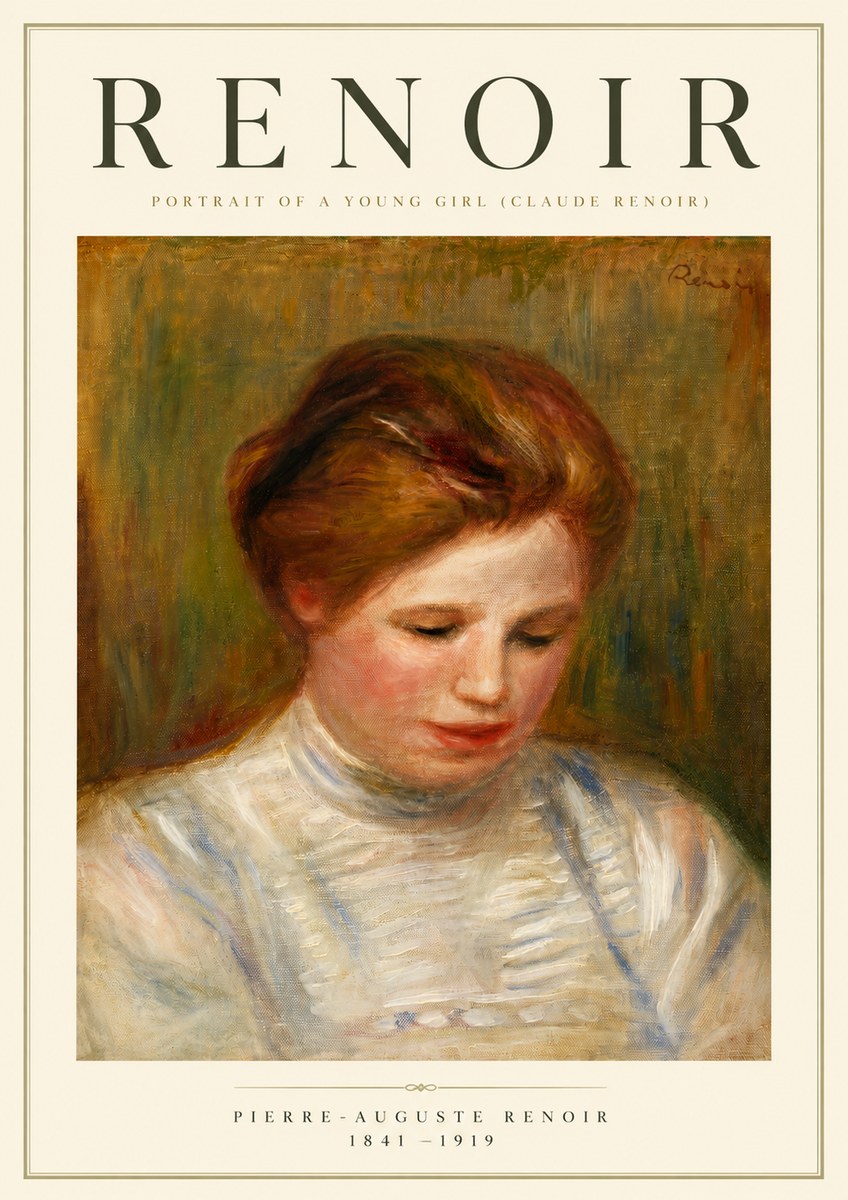 Renoir Portrait of a Young Girl (Claude Renoir) No5 - Poszter