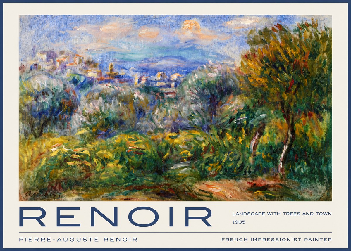 Renoir Landscape with Trees and Town No2 - Poszter