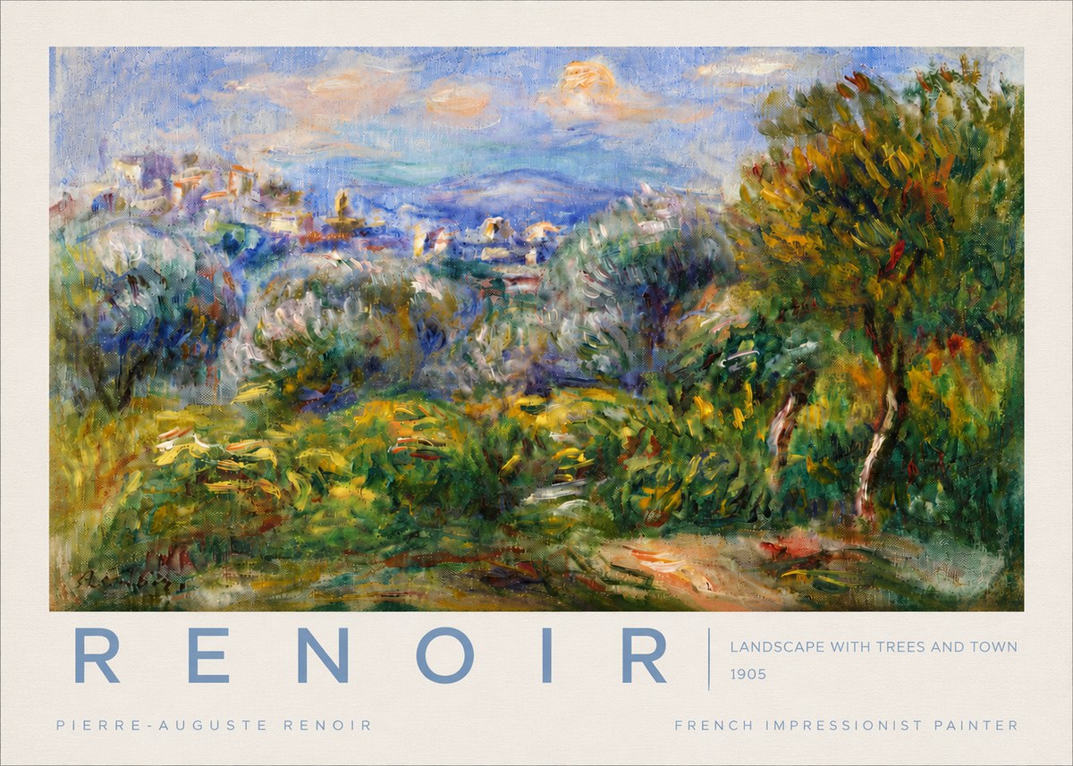 Renoir Landscape with Trees and Town No4 - Poszter