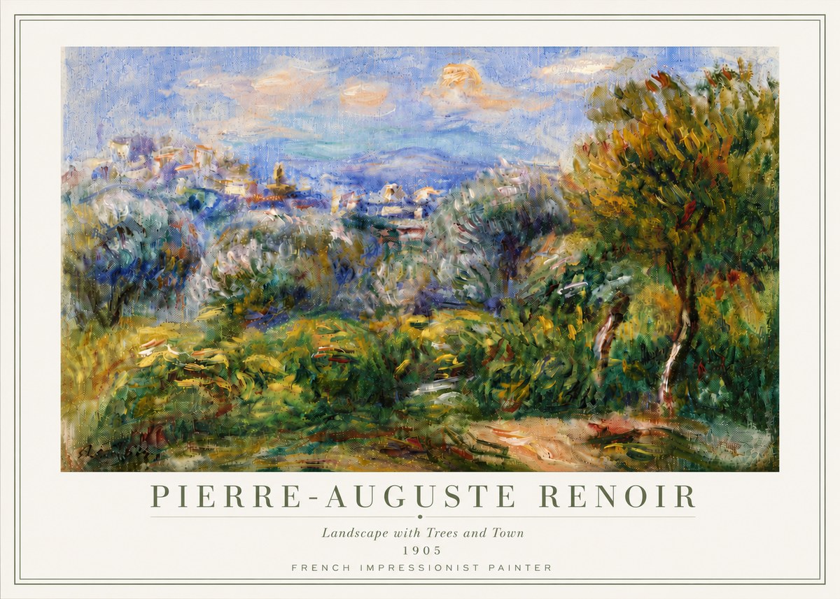 Renoir Landscape with Trees and Town No6 - Poszter