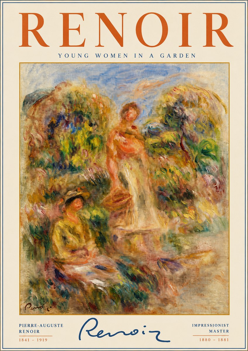 Renoir Young Women in a Garden No2 - Poszter