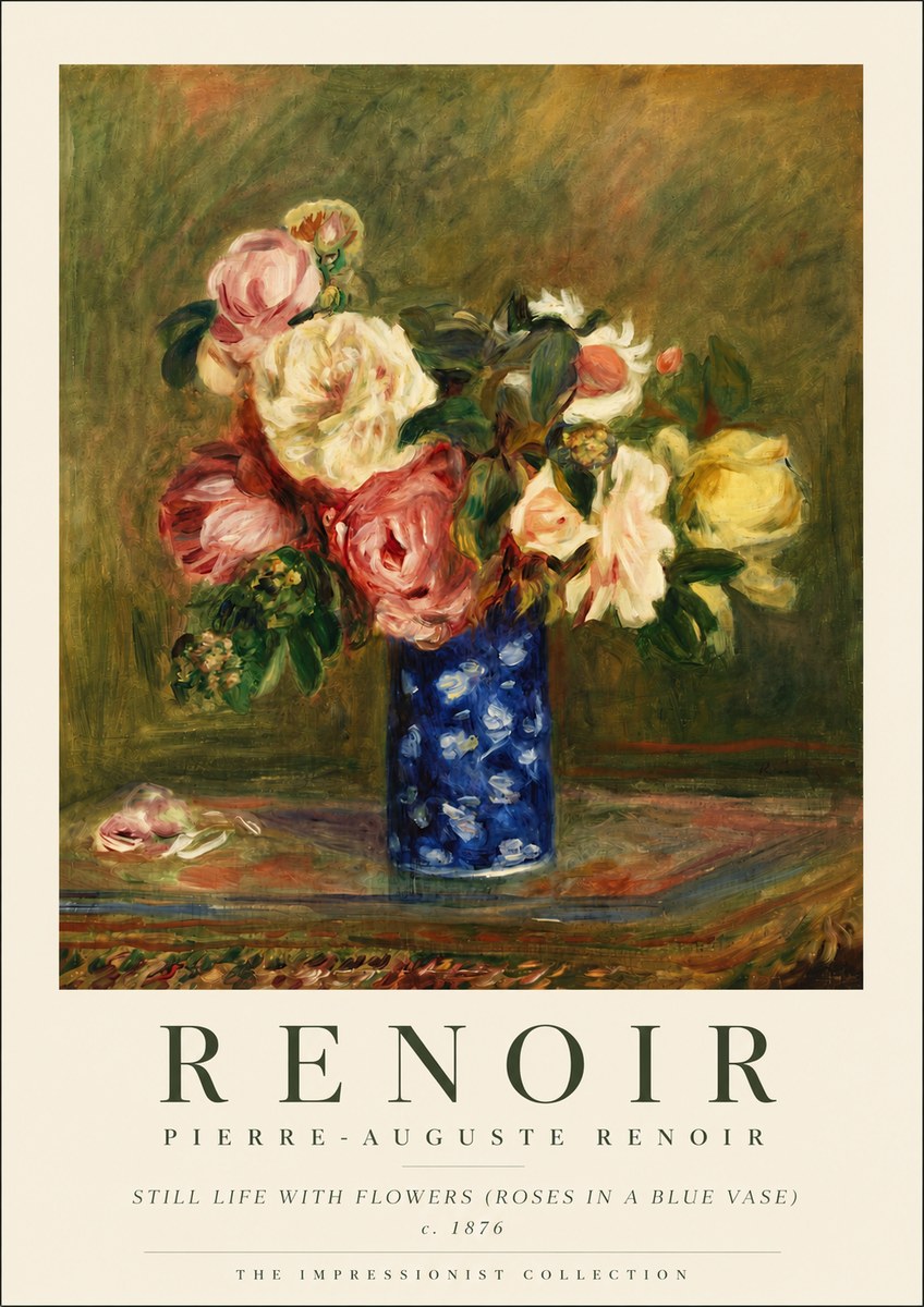 Renoir Still Life with Flowers (Roses in a Blue Vase) No5 - Poszter