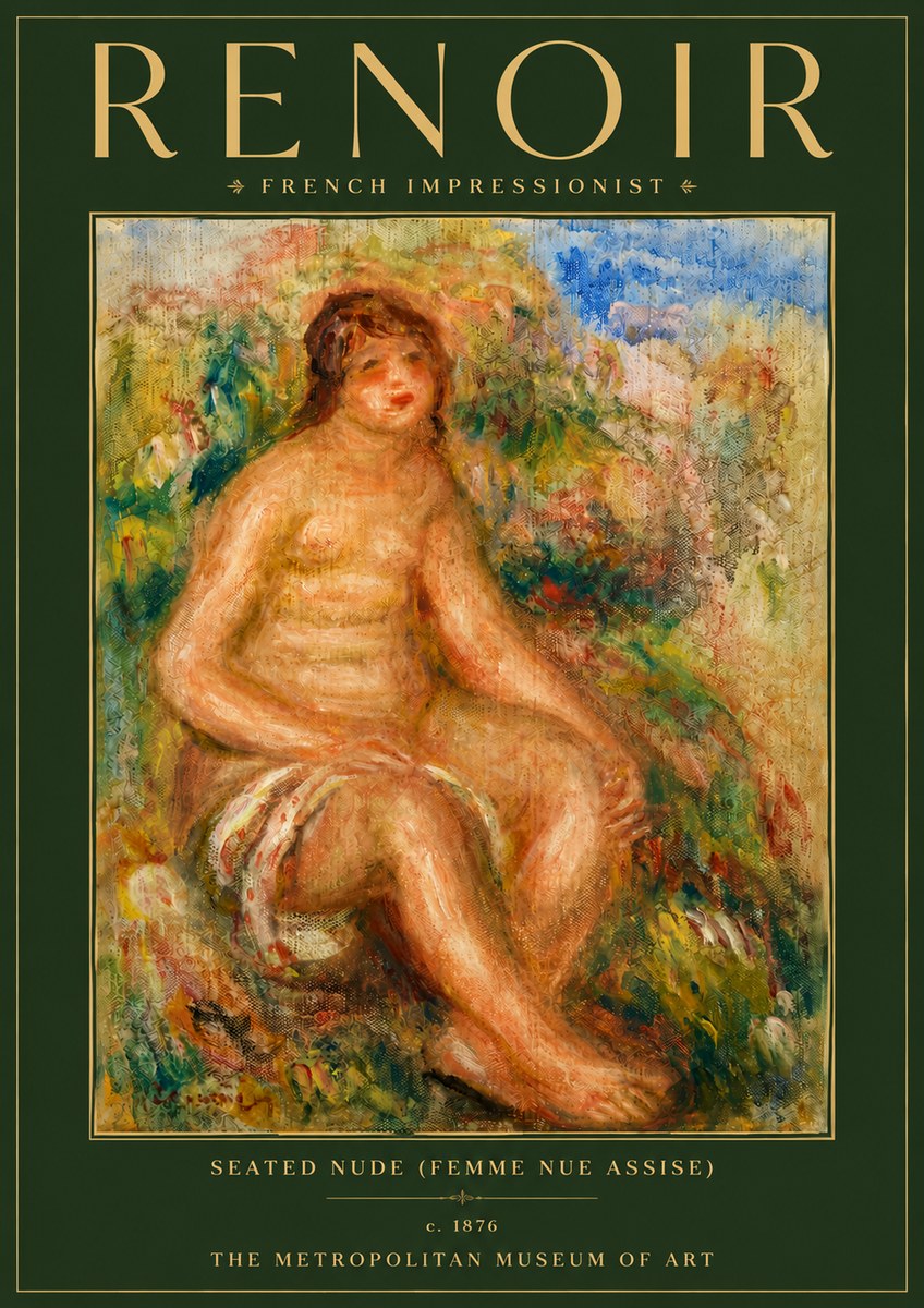 Renoir Seated Nude (Femme Nue Assise) No6 - Poszter