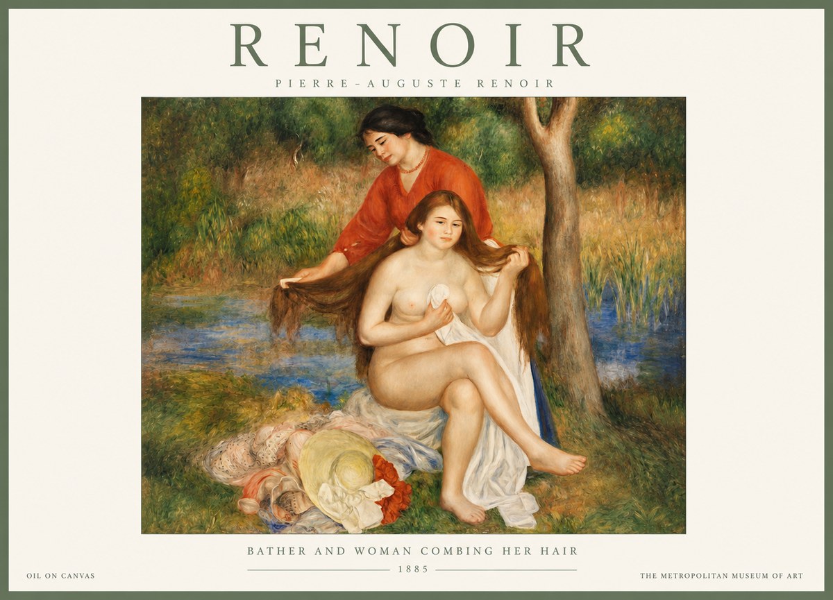 Renoir The Bather and Her Attendant No3 - Poszter