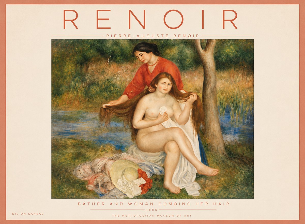 Renoir The Bather and Her Attendant No5 - Poszter