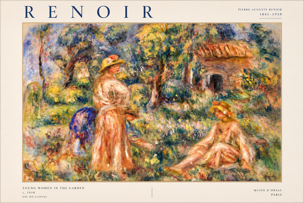 Renoir Young Women in the Garden I No4 - Poszter