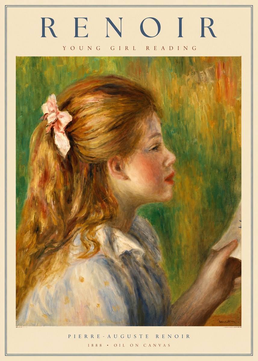 Renoir Young Girl Reading II No2 - Poszter