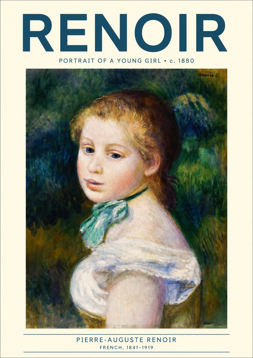 Renoir Young Girl with a Green Ribbon No3 - Poszter