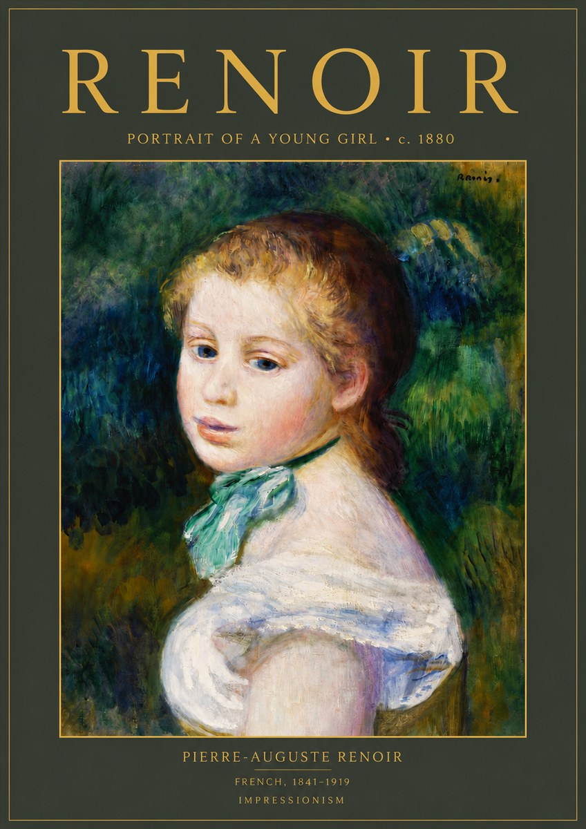 Renoir Young Girl with a Green Ribbon No5 - Poszter