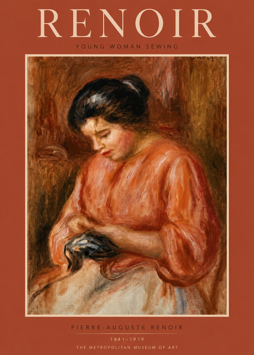 Renoir Young Woman Sewing I No3 - Poszter