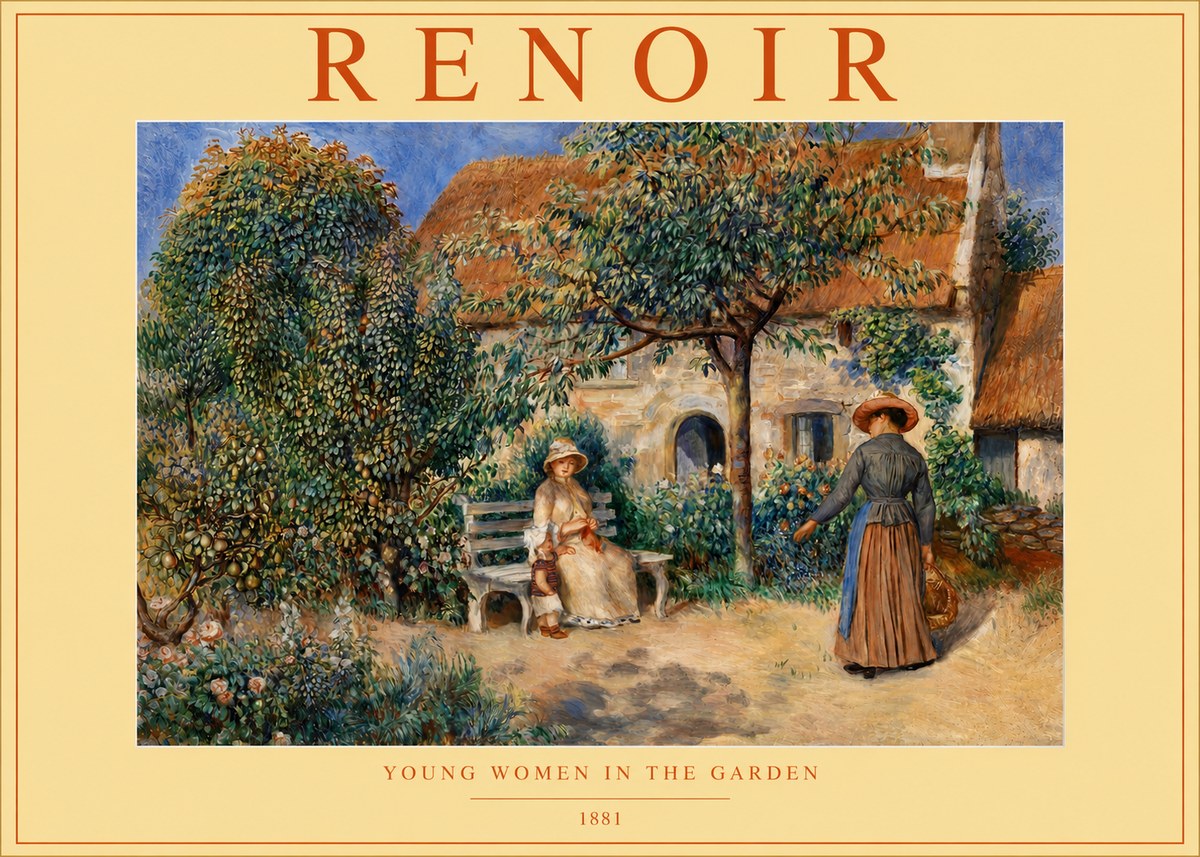 Renoir Young Women in the Garden II No4 - Poszter