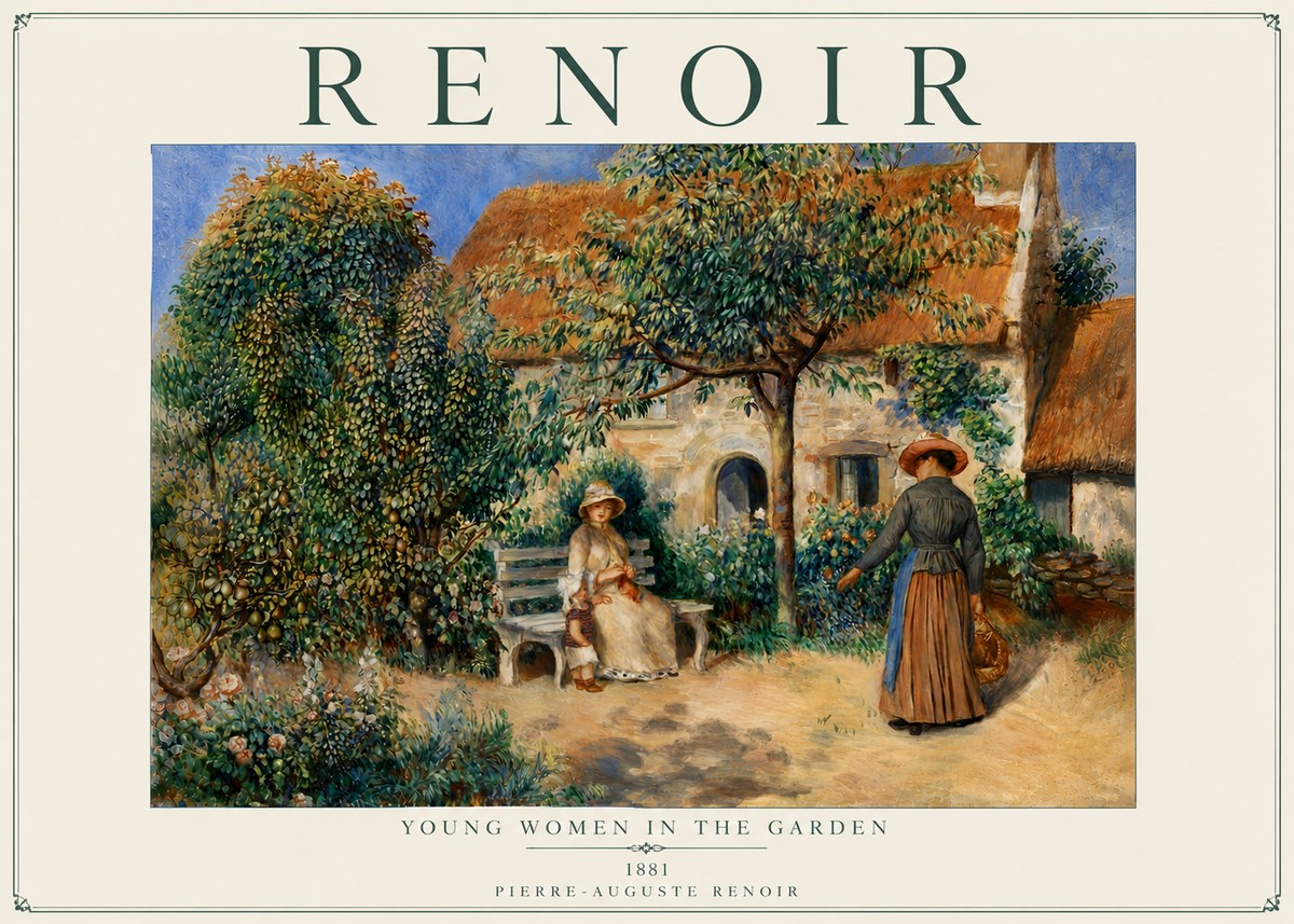 Renoir Young Women in the Garden II No6 - Poszter
