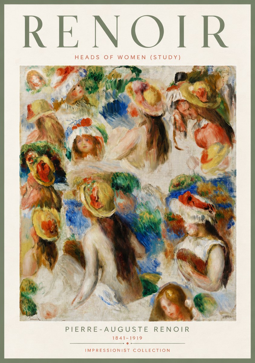 Renoir Heads of Women (Study) No4 - Poszter